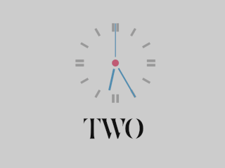 Clock on a white background with 'TWO' underneath