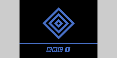 Diamond symbol with BBC 1 underneath - all yellow on a blue background