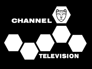 Channel Television logo - five blank white hexagons and a sixth with the face of a leopard