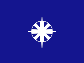 White Southern symbol on a blue background with a rotated middle