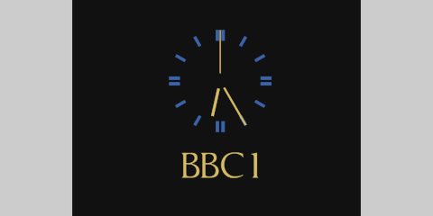 Clock on a black background with 'BBC 1' underneath