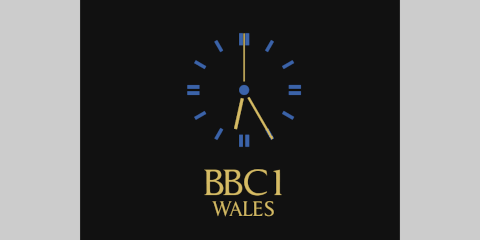 Clock on a black background with 'BBC 1 WALES' underneath