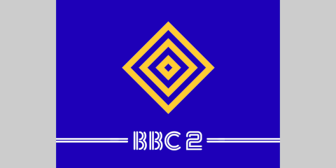 Diamond symbol with BBC 1 underneath - all yellow on a blue background